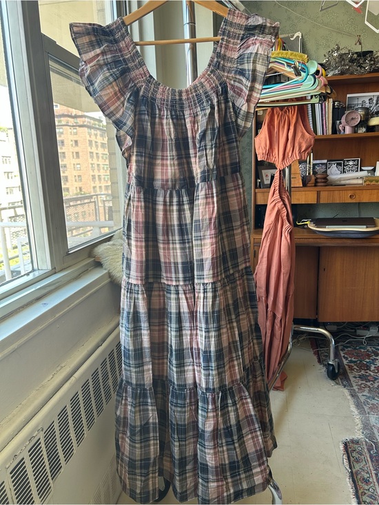 Madewell Dresses & Skirts - Madewell Plaid Maxi Dress in Navy, Pink, Cream